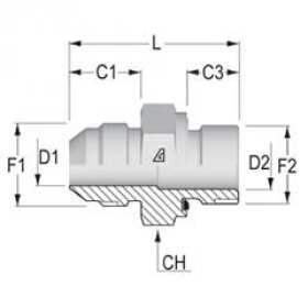 Переходник М-12-16х1,5  JIC(Ш)3/4 - Metric(Ш в тело)М16х1,5