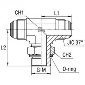 Тройник TOL-12-1/2  JIC(Ш)3/4" - BSP(Ш.Г)1/2" - JIC(Ш)3/4"