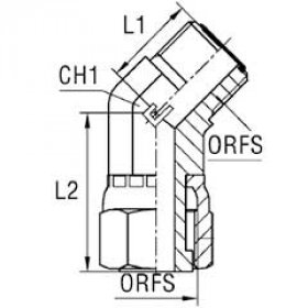 Уголок 9VG-25  ORFS Ш-Г 1.7/16" - 45°