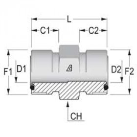 Переходник 9MU-10-12 ORFS 11/16"(Ш)-ORFS 13/16"(Ш)