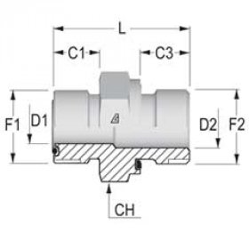 Переходник 9М-10-1/2  ORFS(Ш)11/16 - BSP(Ш в тело)1/2"